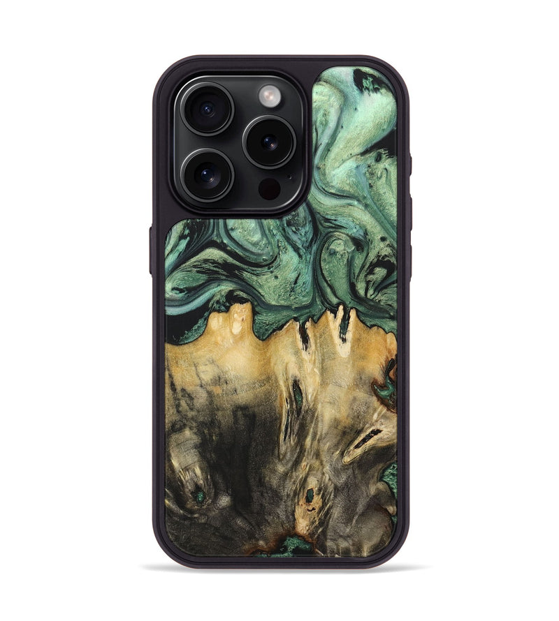 iPhone 15 Pro Wood+Resin Phone Case - Pedro (Green, 716143)