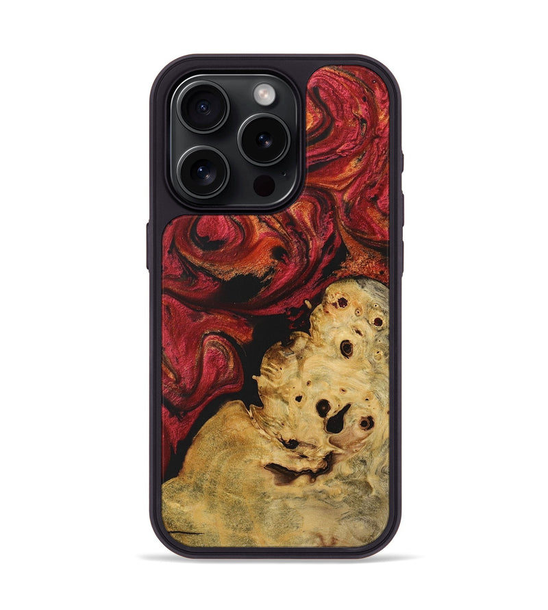 iPhone 15 Pro Wood+Resin Phone Case - Denise (Red, 716183)