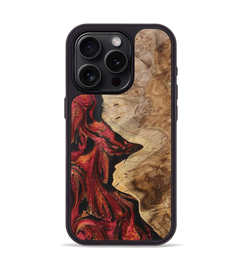 iPhone 15 Pro Wood+Resin Phone Case - Theresa (Red, 716187)