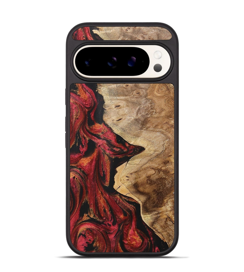 Pixel 9 Wood+Resin Phone Case - Theresa (Red, 716187)