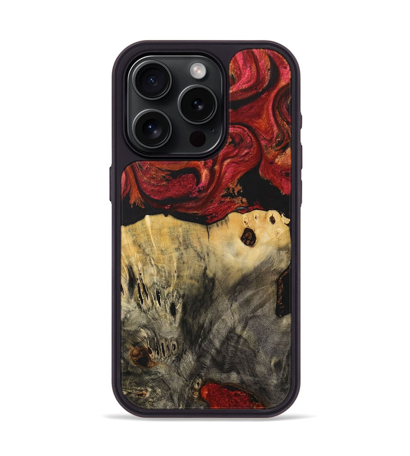 iPhone 15 Pro Wood+Resin Phone Case - Fredrick (Red, 716189)