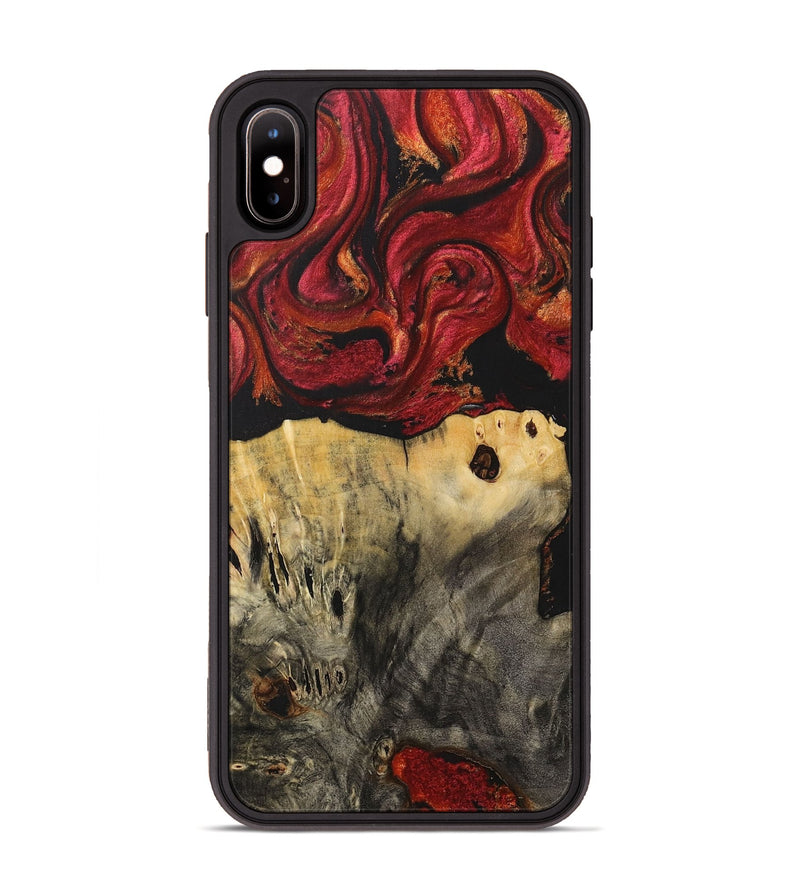 iPhone Xs Max Wood+Resin Phone Case - Fredrick (Red, 716189)