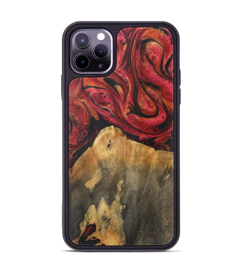 iPhone 11 Pro Max Wood+Resin Phone Case - Tammie (Red, 716191)