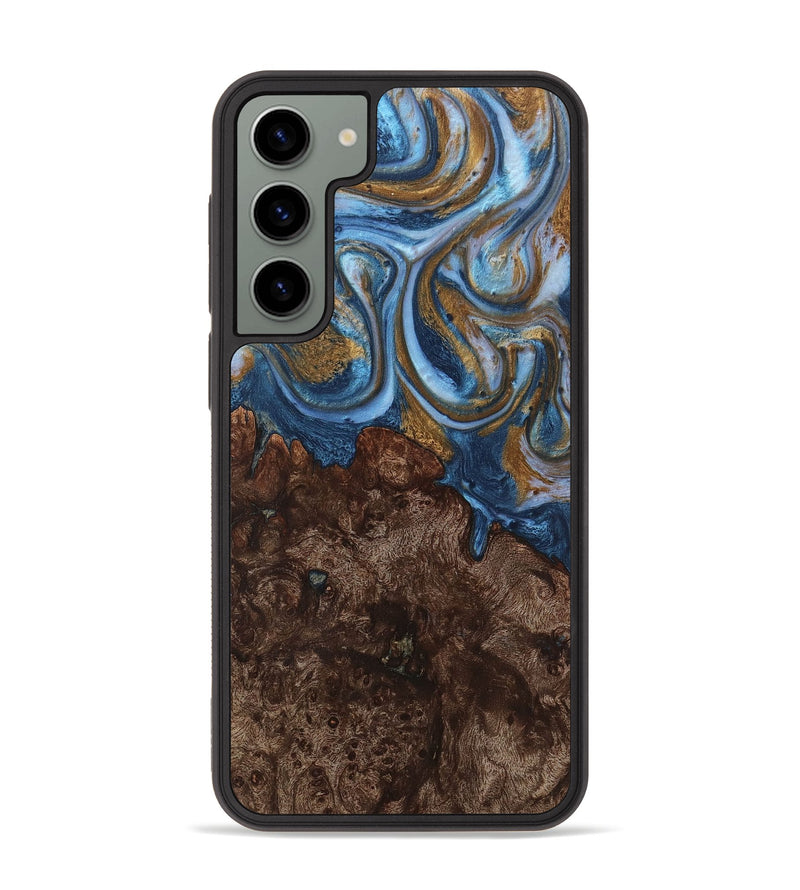 Galaxy S23 Plus Wood+Resin Phone Case - Dawson (Teal & Gold, 716211)