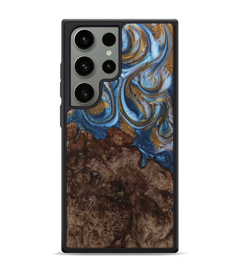 Galaxy S24 Ultra Wood+Resin Phone Case - Dawson (Teal & Gold, 716211)