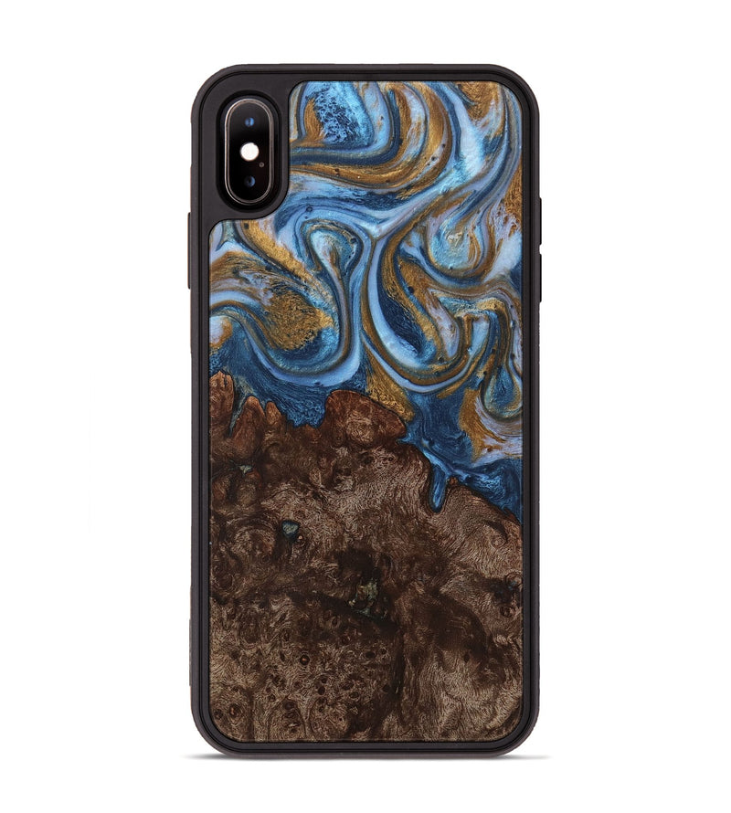 iPhone Xs Max Wood+Resin Phone Case - Dawson (Teal & Gold, 716211)