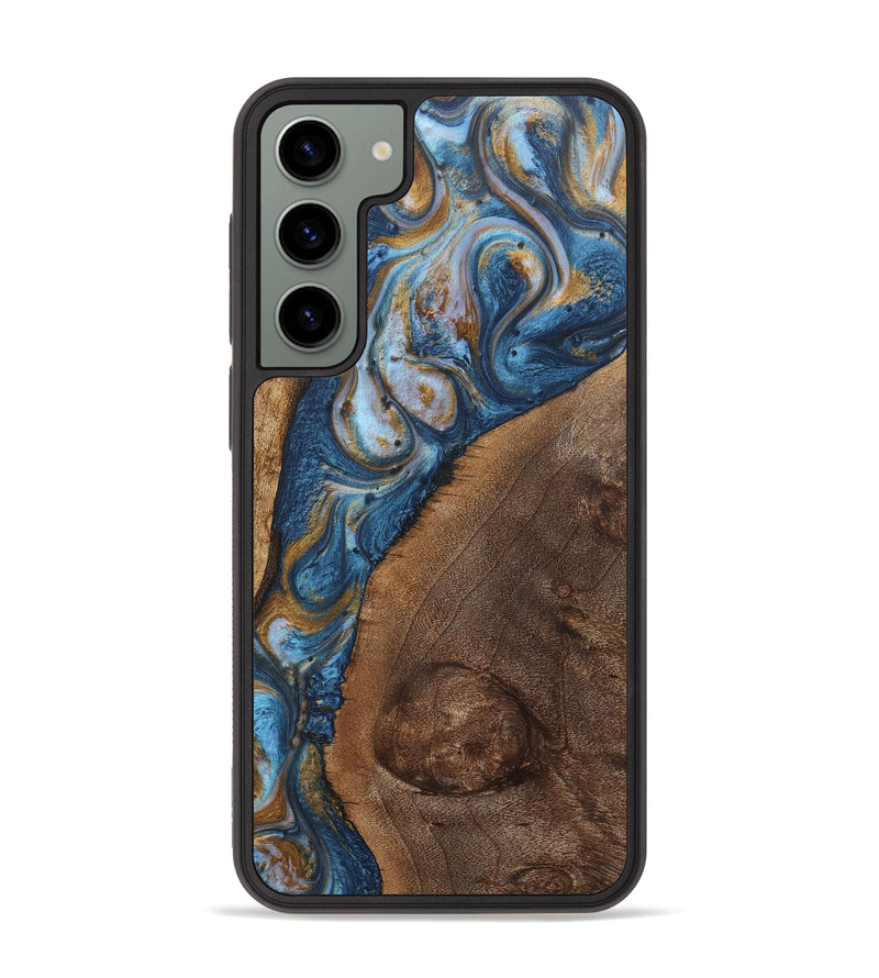 Galaxy S23 Plus Wood+Resin Phone Case - Tyler (Teal & Gold, 716212)