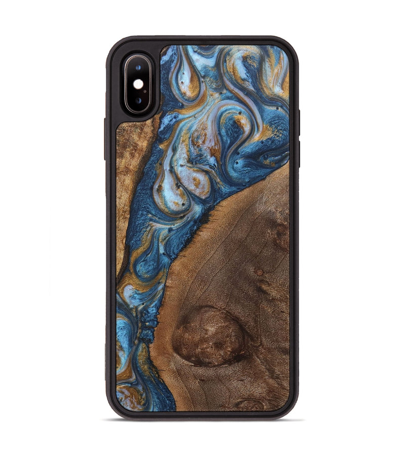 iPhone Xs Max Wood+Resin Phone Case - Tyler (Teal & Gold, 716212)