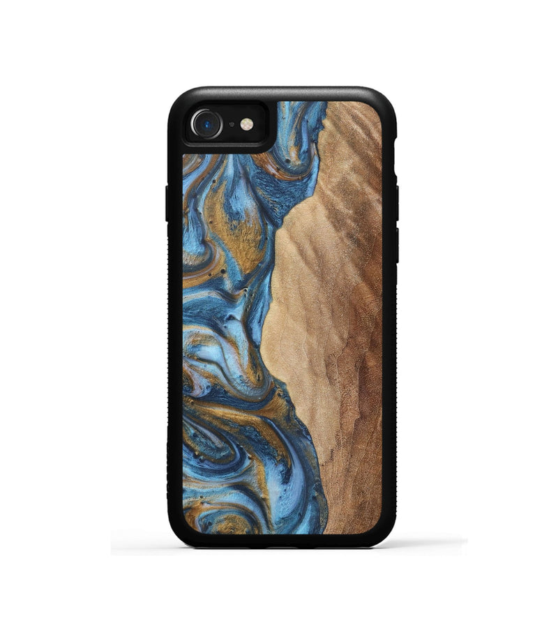 iPhone SE Wood+Resin Phone Case - Jamal (Teal & Gold, 716220)