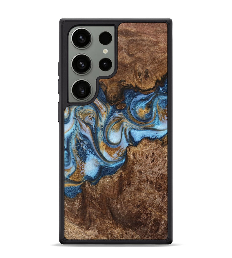 Galaxy S24 Ultra Wood+Resin Phone Case - Nayeli (Teal & Gold, 716224)