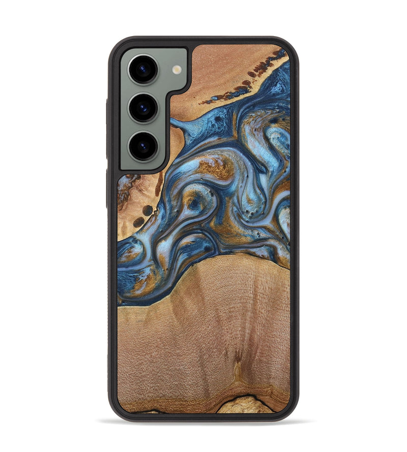 Galaxy S23 Plus Wood+Resin Phone Case - Randi (Teal & Gold, 716231)