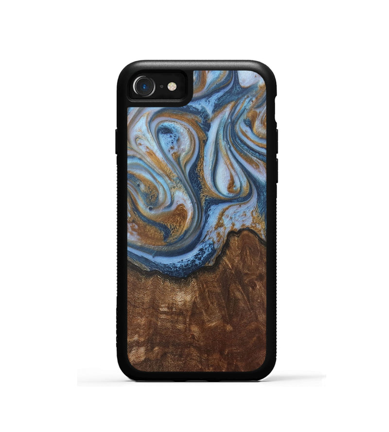 iPhone SE Wood+Resin Phone Case - Aleah (Teal & Gold, 716232)