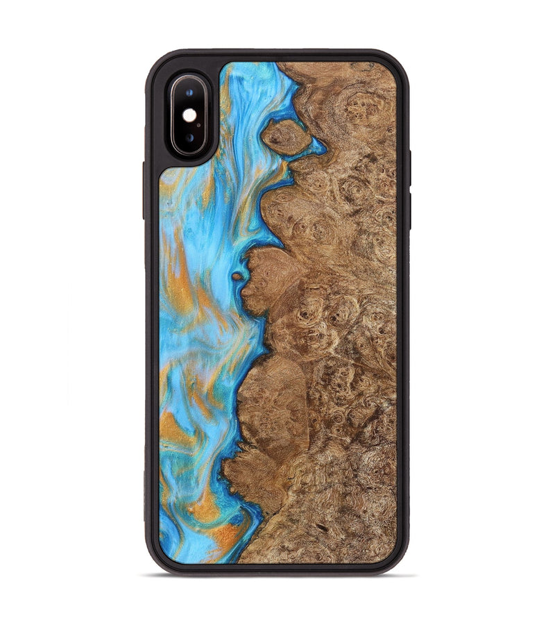 iPhone Xs Max Wood+Resin Phone Case - Lucas (Teal & Gold, 716240)