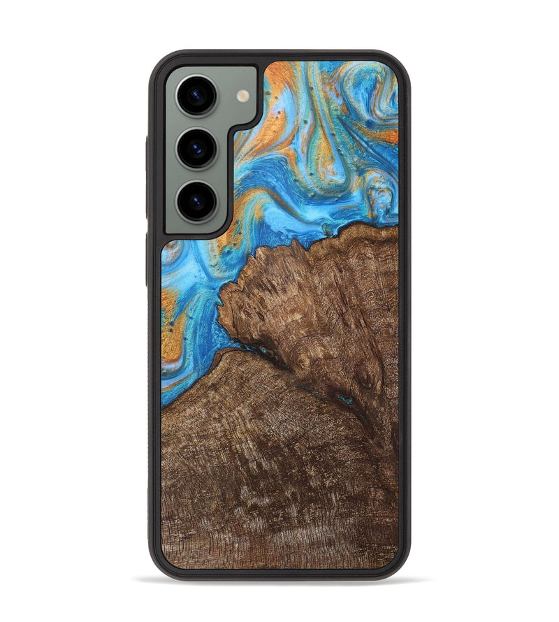 Galaxy S23 Plus Wood+Resin Phone Case - Devon (Teal & Gold, 716241)