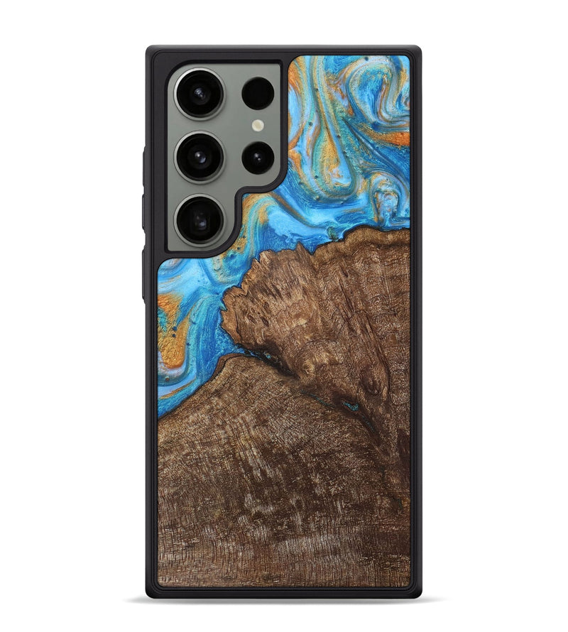 Galaxy S24 Ultra Wood+Resin Phone Case - Devon (Teal & Gold, 716241)