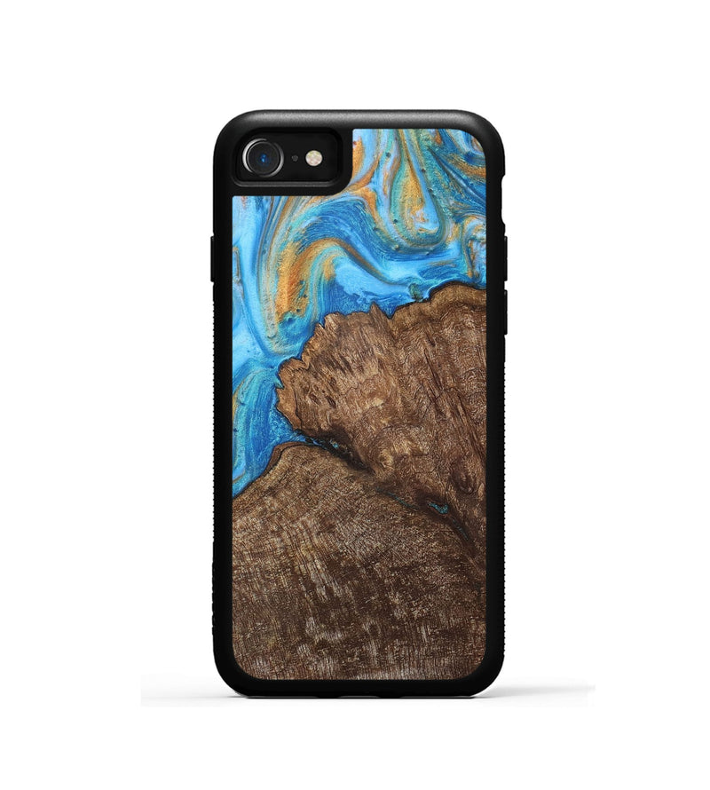 iPhone SE Wood+Resin Phone Case - Devon (Teal & Gold, 716241)