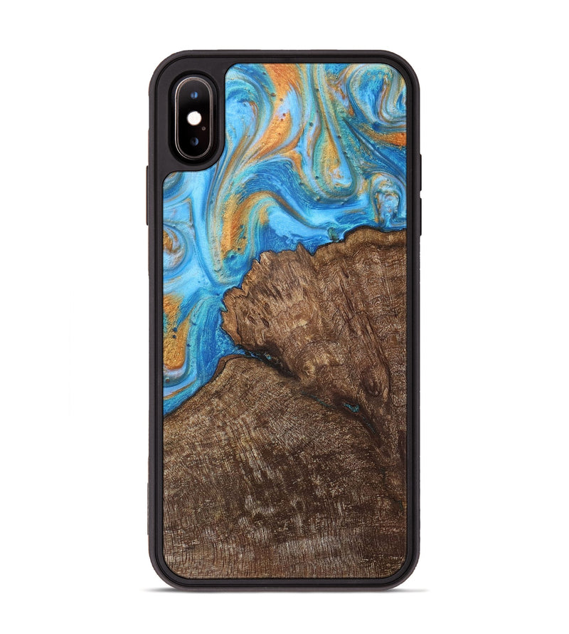 iPhone Xs Max Wood+Resin Phone Case - Devon (Teal & Gold, 716241)