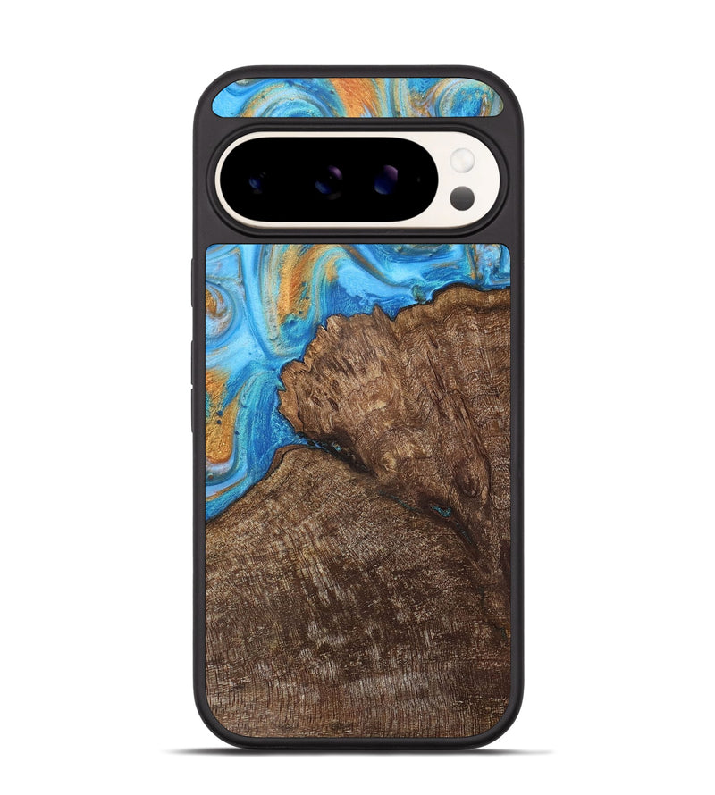 Pixel 9 Wood+Resin Phone Case - Devon (Teal & Gold, 716241)