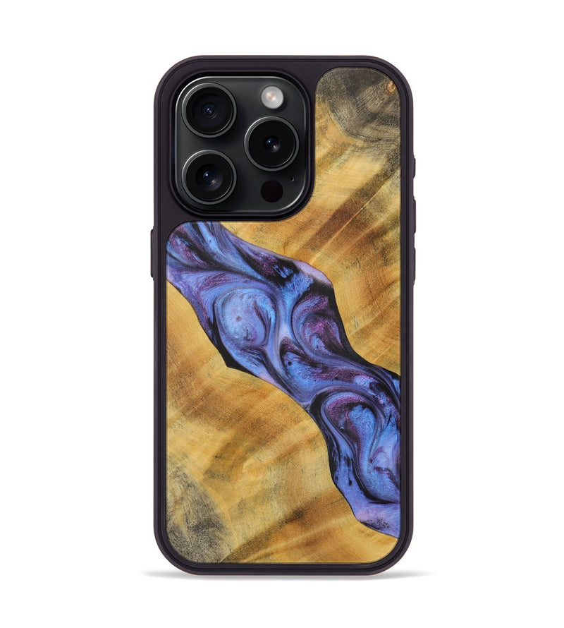 iPhone 15 Pro Wood+Resin Phone Case - Mary (Purple, 716289)