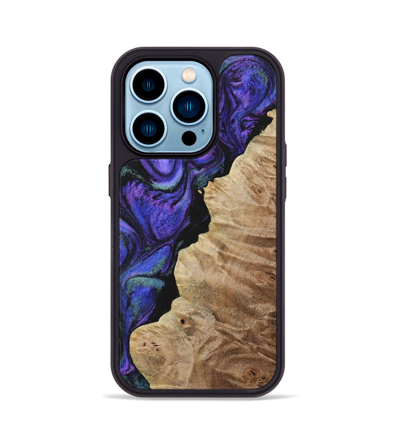 iPhone 14 Pro Wood+Resin Phone Case - Tasha (Purple, 716314)