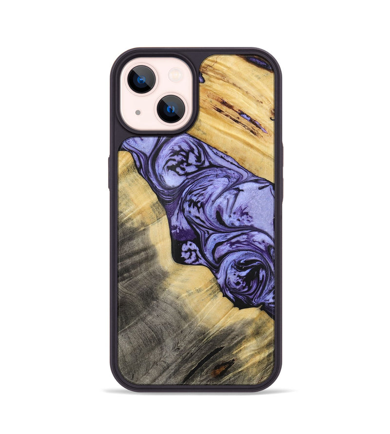 iPhone 14 Wood+Resin Phone Case - Susie (Purple, 716322)