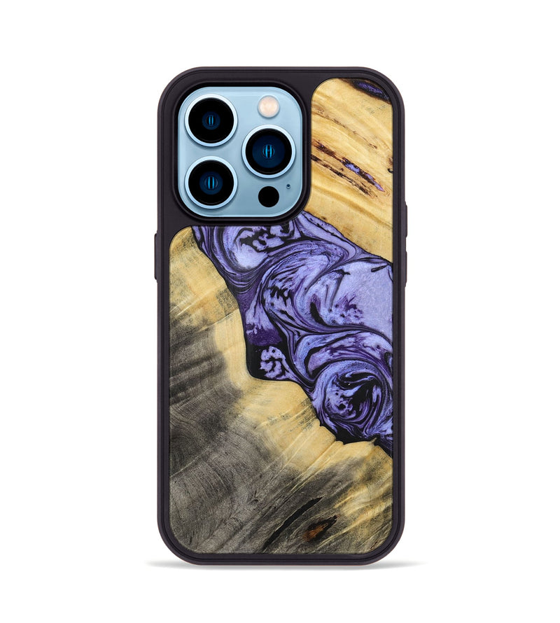 iPhone 14 Pro Wood+Resin Phone Case - Susie (Purple, 716322)