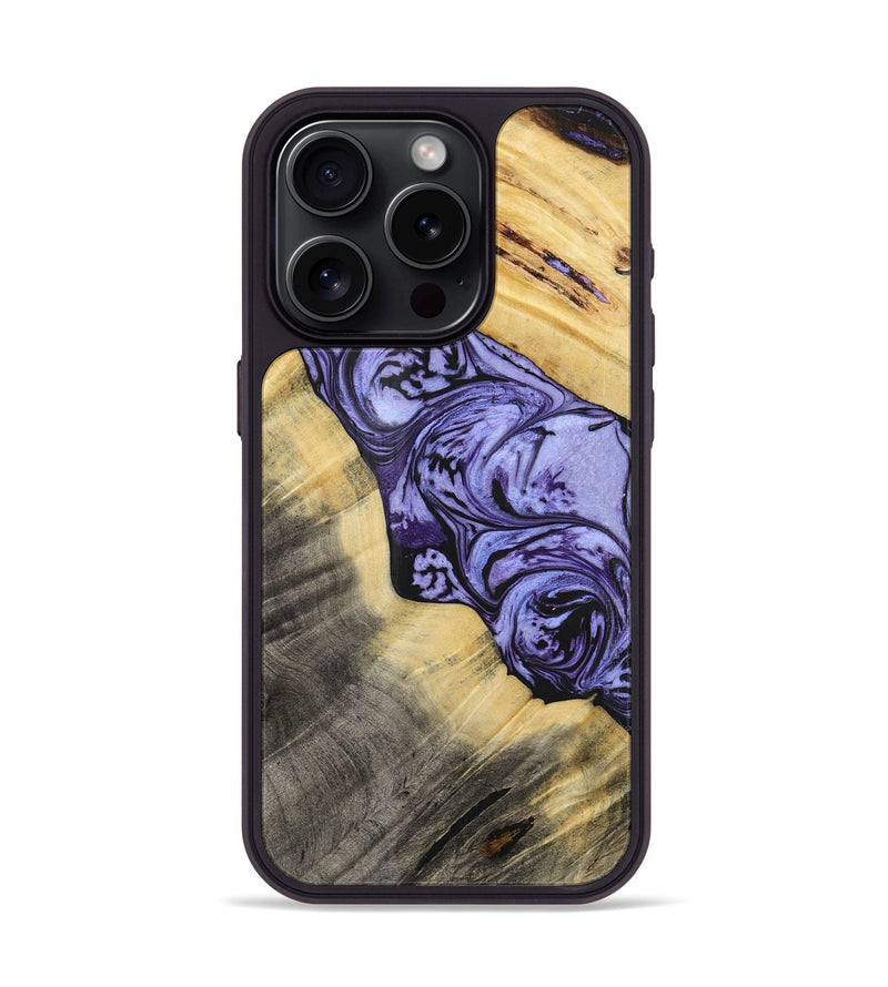 iPhone 15 Pro Wood+Resin Phone Case - Susie (Purple, 716322)