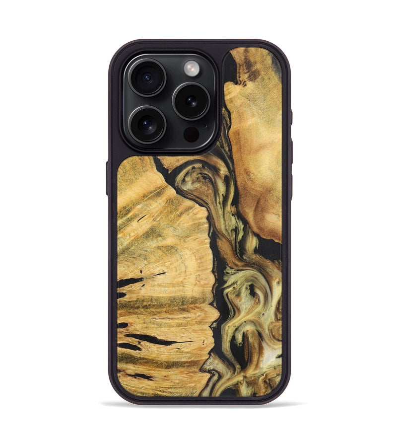 iPhone 15 Pro Wood+Resin Phone Case - Harrison (Black & White, 716330)