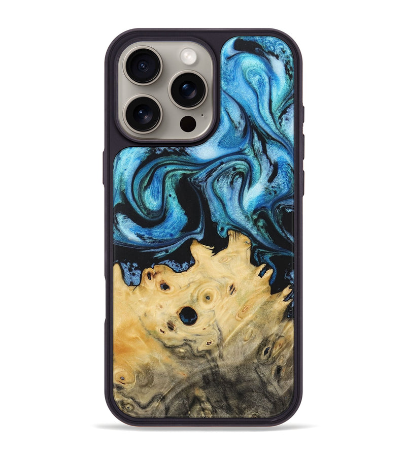 iPhone 16 Pro Max Wood+Resin Phone Case - Jordyn (Blue, 716386)