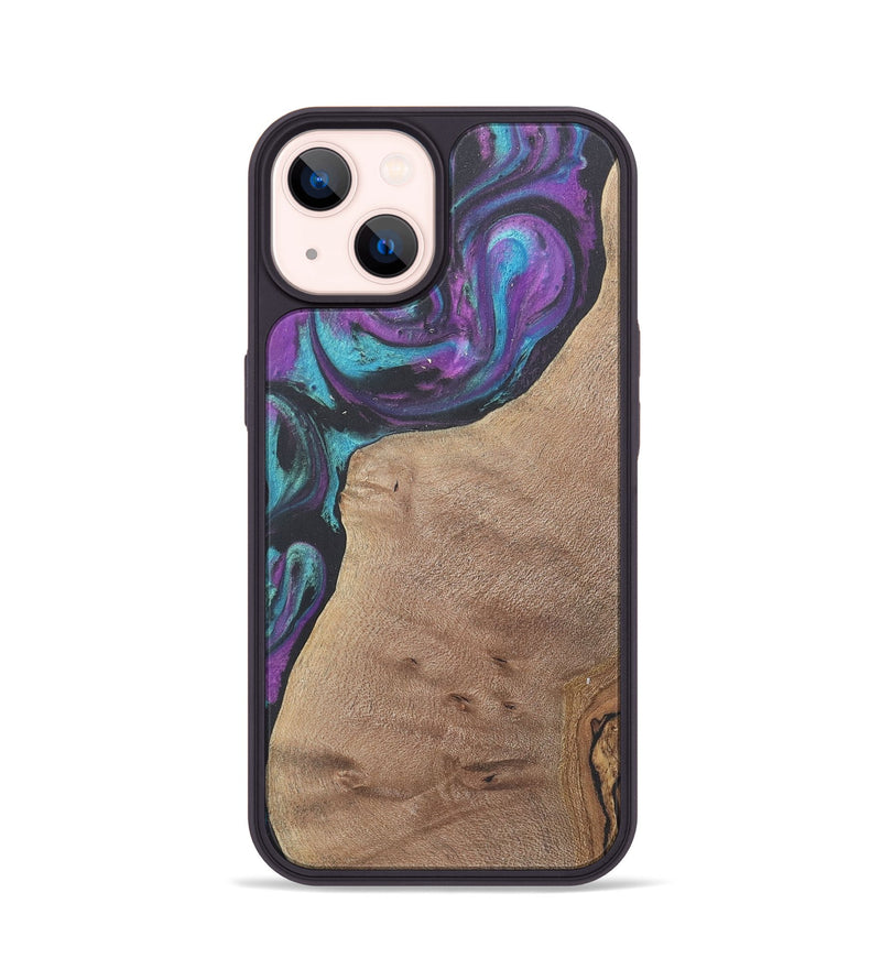 iPhone 14 Wood+Resin Phone Case - Kiana (Purple, 716400)