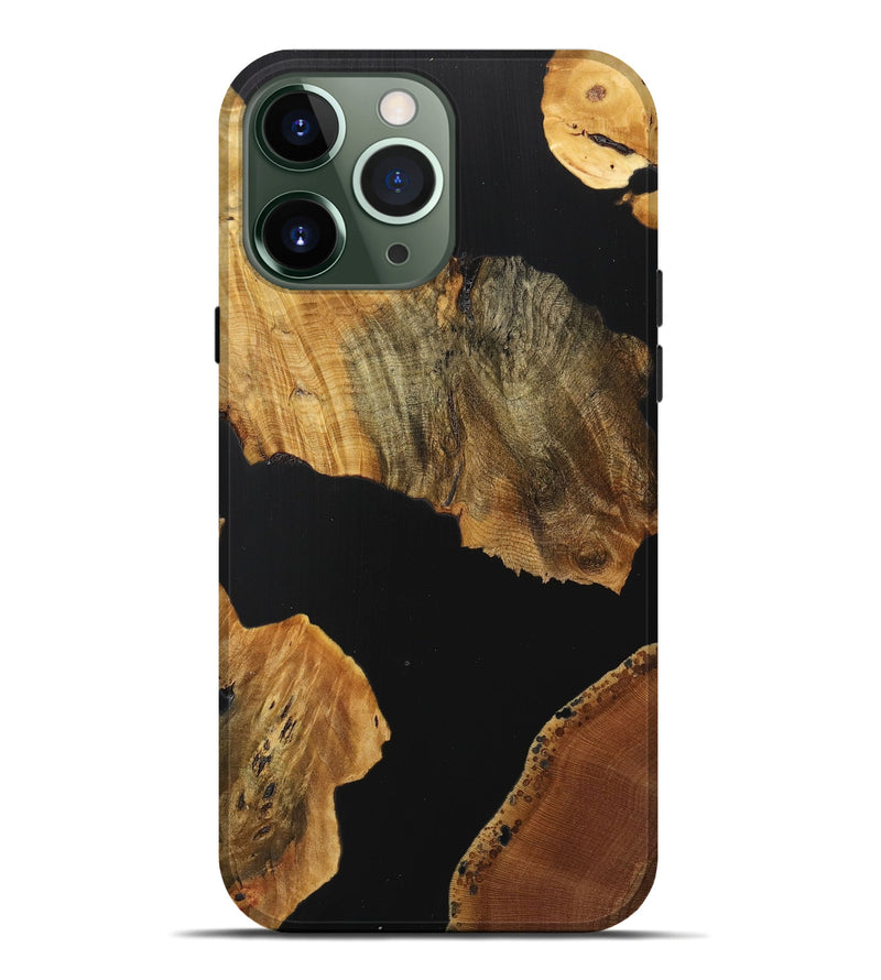 iPhone 13 Pro Max Wood+Resin Live Edge Phone Case - Lennox (Pure Black, 716406)