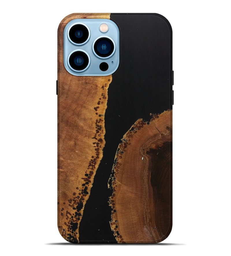 iPhone 14 Pro Max Wood+Resin Live Edge Phone Case - Joaquin (Pure Black, 716407)