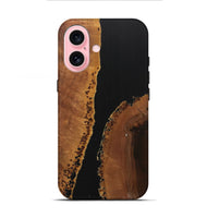 iPhone 16 Wood+Resin Live Edge Phone Case - Joaquin (Pure Black, 716407)