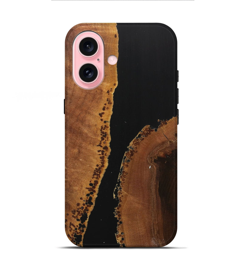 iPhone 16 Wood+Resin Live Edge Phone Case - Joaquin (Pure Black, 716407)