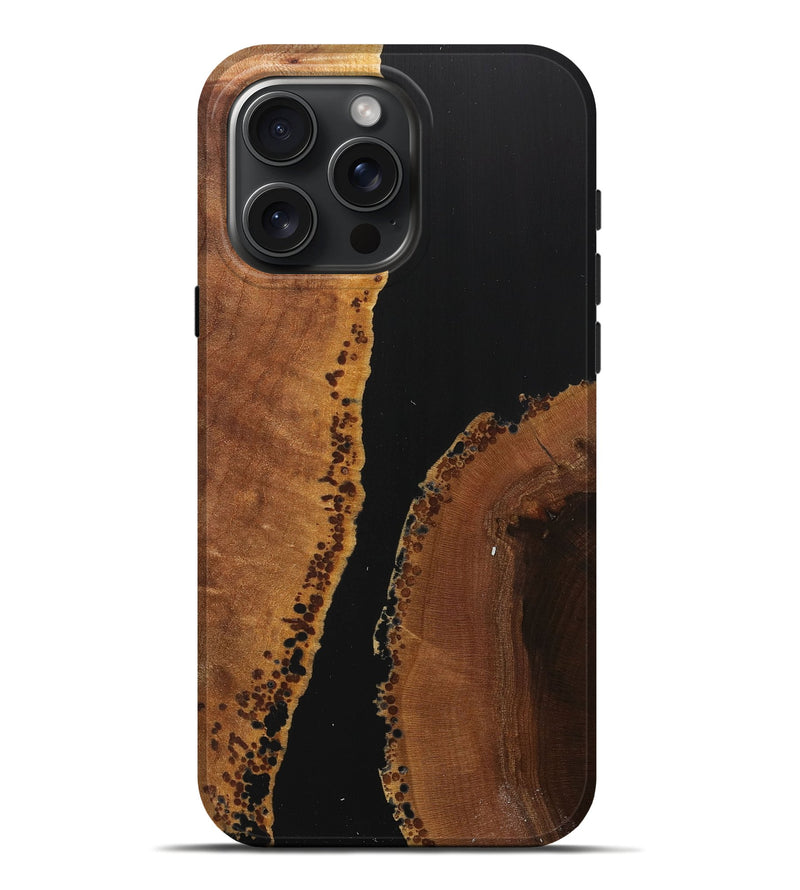 iPhone 16 Pro Max Wood+Resin Live Edge Phone Case - Joaquin (Pure Black, 716407)