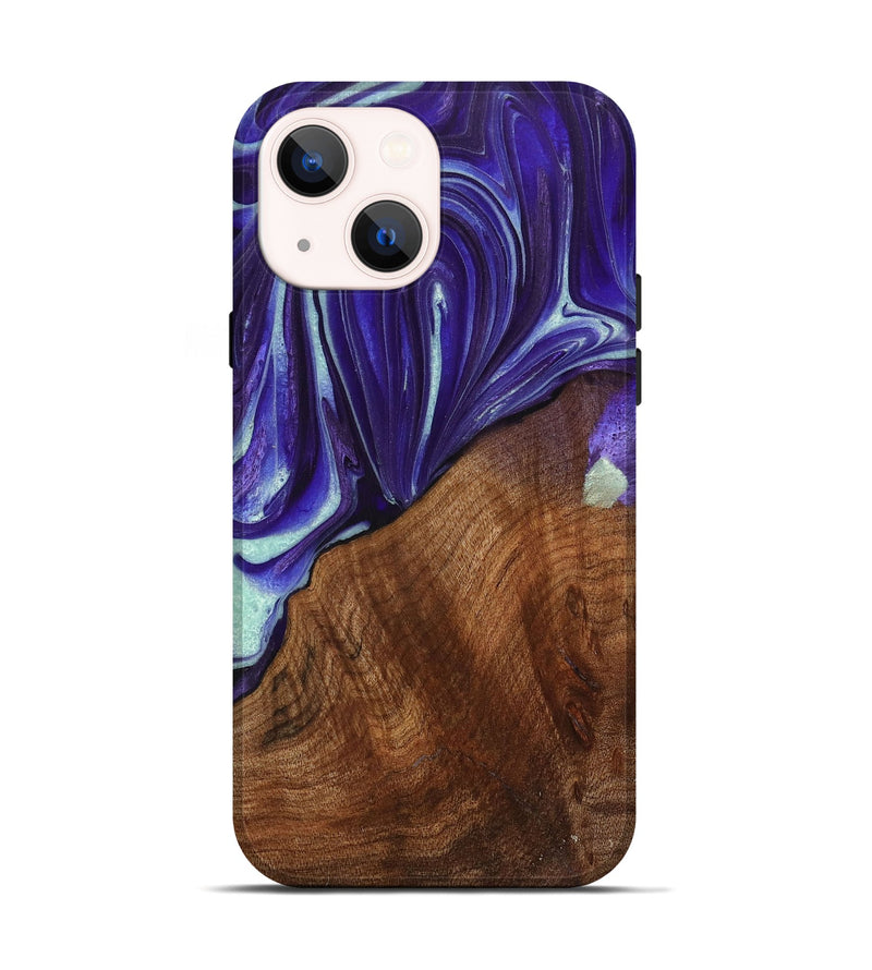 iPhone 14 Wood+Resin Live Edge Phone Case - Scarlett (Purple, 716413)