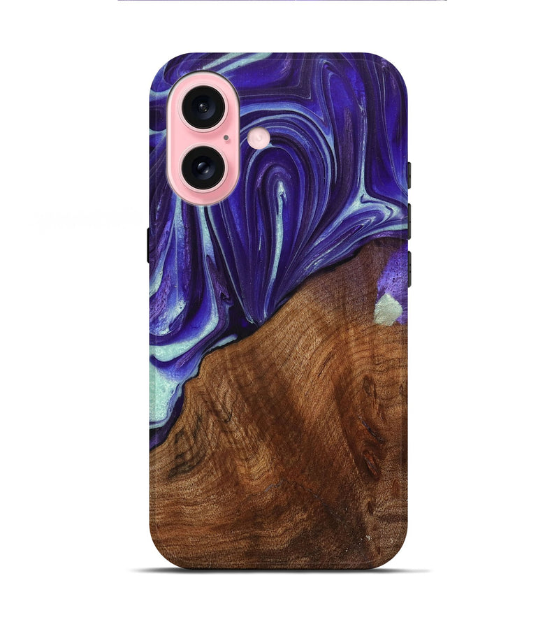 iPhone 16 Wood+Resin Live Edge Phone Case - Scarlett (Purple, 716413)