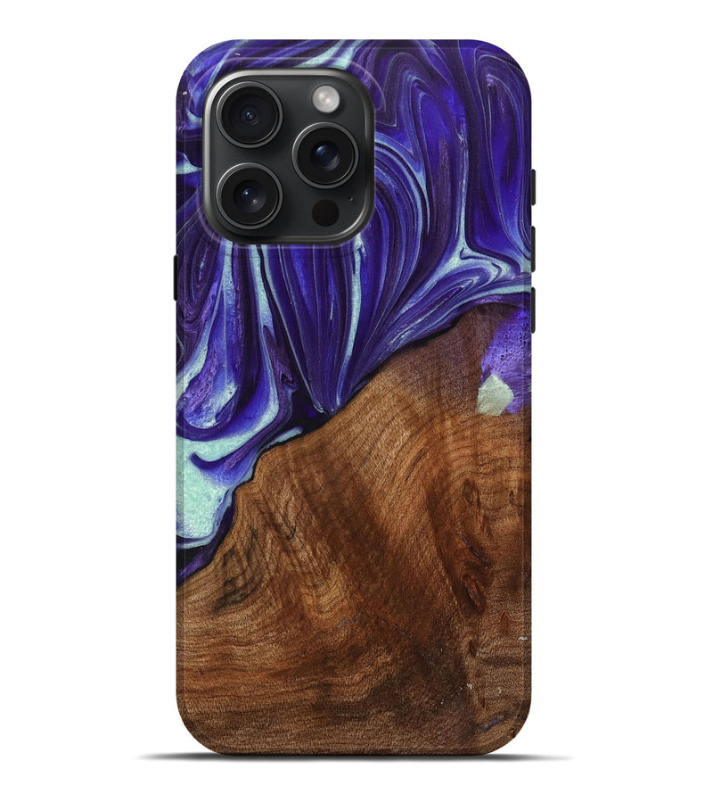 iPhone 16 Pro Max Wood+Resin Live Edge Phone Case - Scarlett (Purple, 716413)