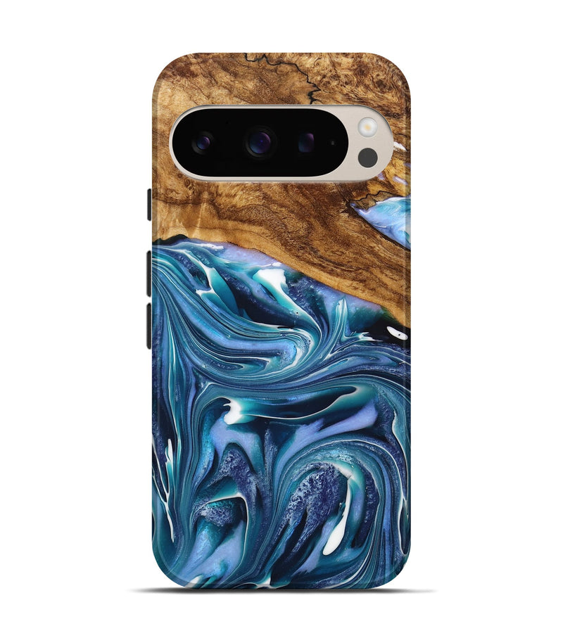 Pixel 9 Wood+Resin Live Edge Phone Case - Estrella (Blue, 716414)