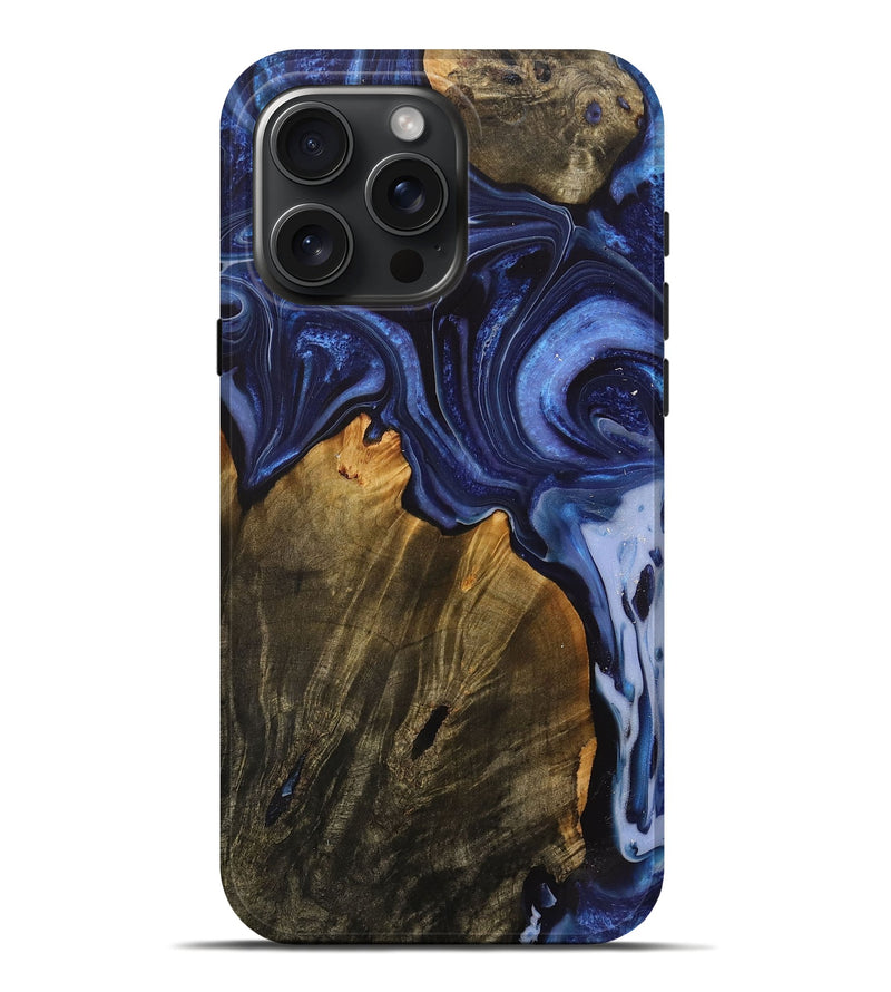 iPhone 16 Pro Max Wood+Resin Live Edge Phone Case - Nash (Blue, 716419)