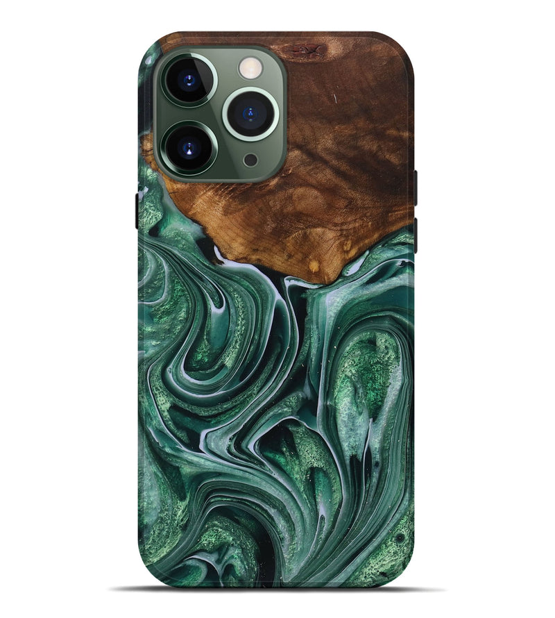 iPhone 13 Pro Max Wood+Resin Live Edge Phone Case - Brooke (Green, 716431)