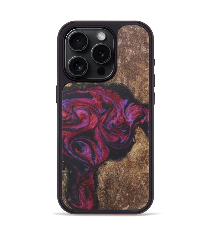 iPhone 15 Pro Wood+Resin Phone Case - Diamond (Red, 716464)