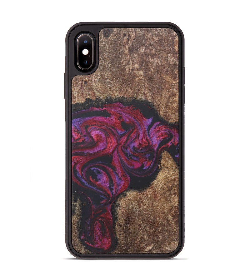 iPhone Xs Max Wood+Resin Phone Case - Diamond (Red, 716464)