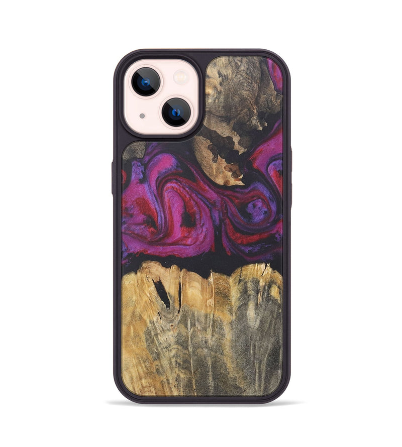 iPhone 14 Wood+Resin Phone Case - Cassandra (Red, 716471)