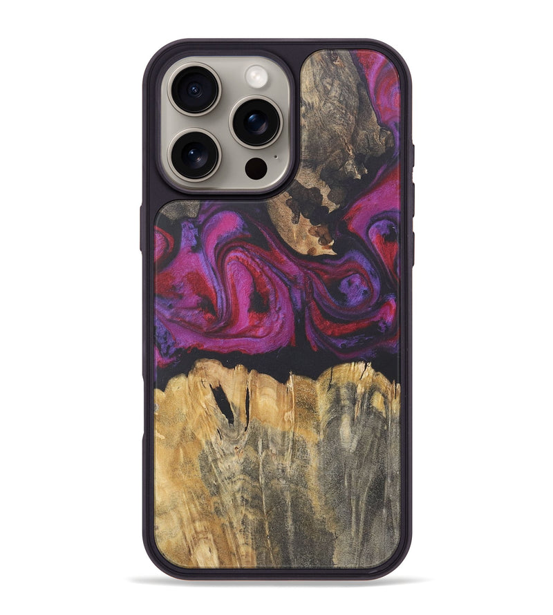 iPhone 16 Pro Max Wood+Resin Phone Case - Cassandra (Red, 716471)