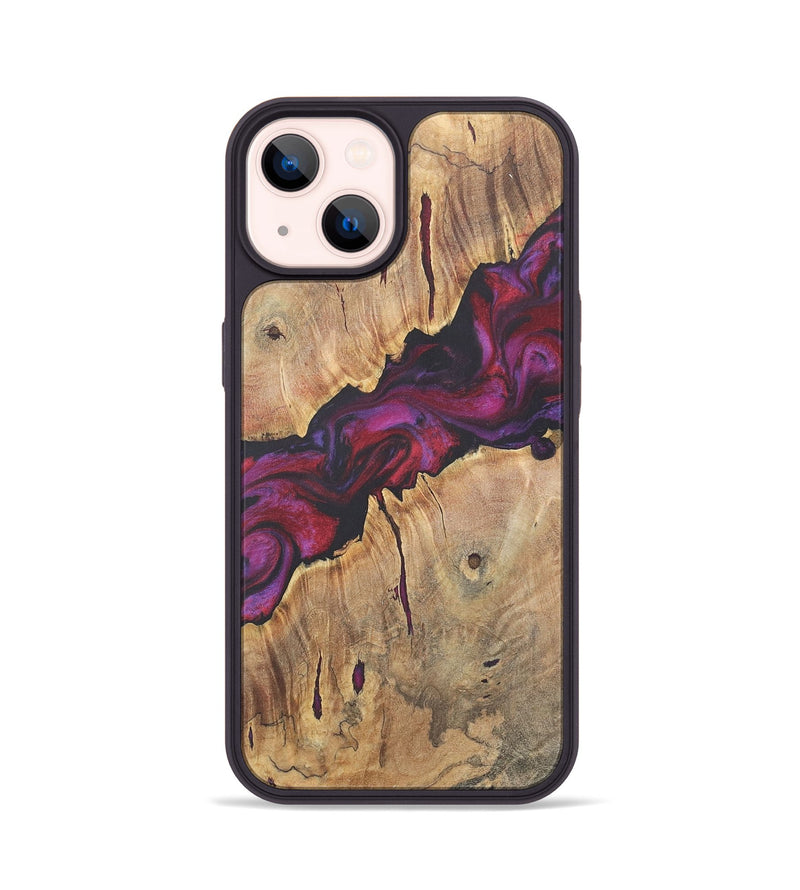 iPhone 14 Wood+Resin Phone Case - Josie (Red, 716473)