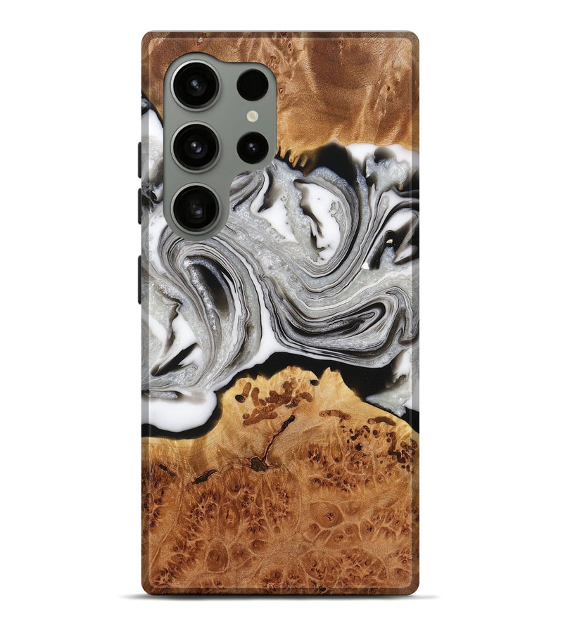 Galaxy S24 Ultra Wood+Resin Live Edge Phone Case - Elaine (Black & White, 716478)