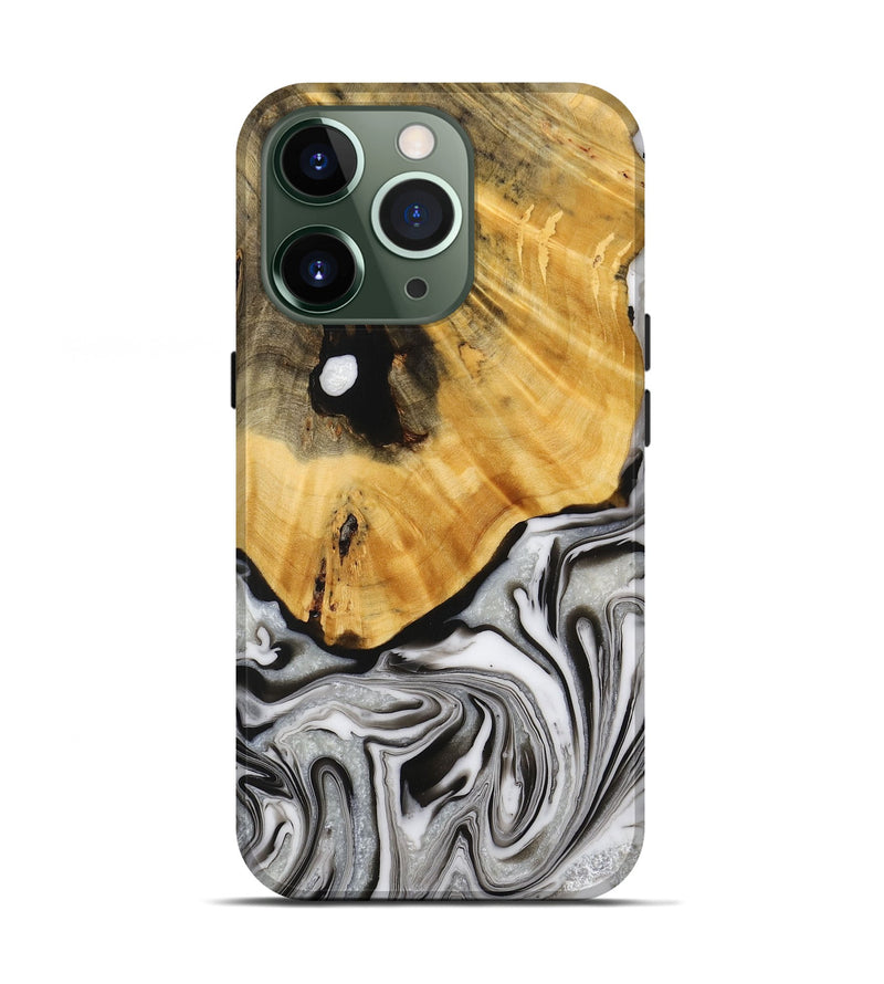 iPhone 13 Pro Wood+Resin Live Edge Phone Case - Cairo (Black & White, 716479)