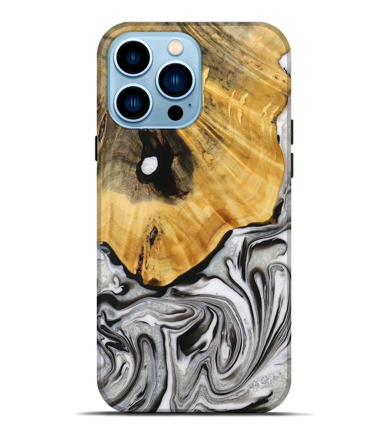 iPhone 14 Pro Max Wood+Resin Live Edge Phone Case - Cairo (Black & White, 716479)