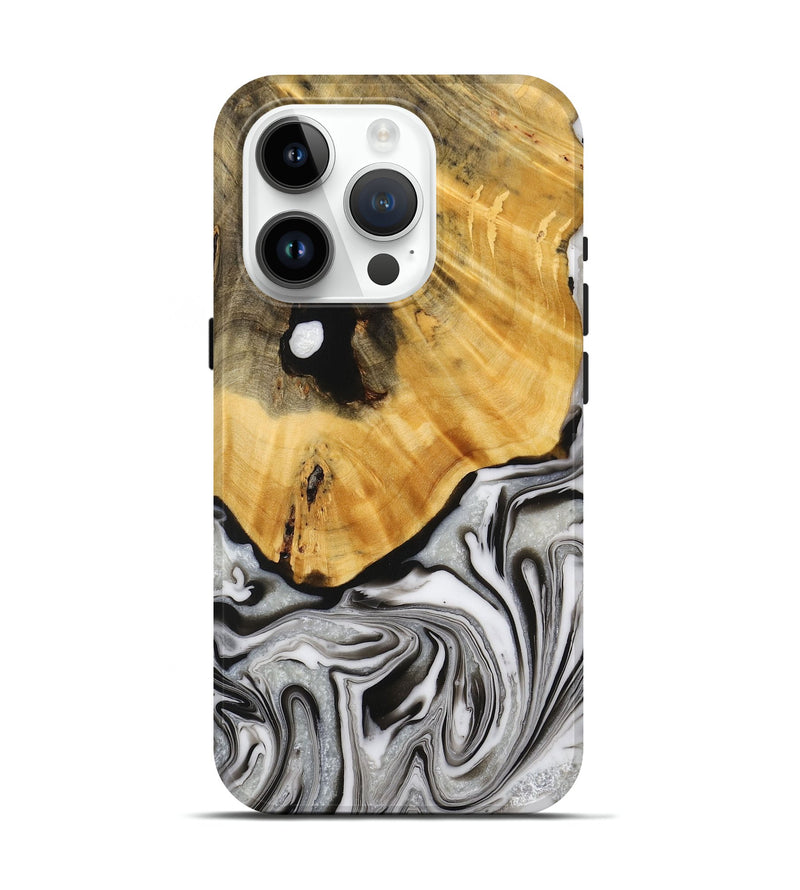 iPhone 15 Pro Wood+Resin Live Edge Phone Case - Cairo (Black & White, 716479)